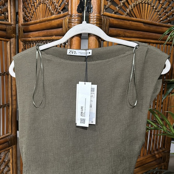 Zara Women’s light Army Green Ruched Side Maxi Dress Size xs brand new w tags - Picture 7 of 10